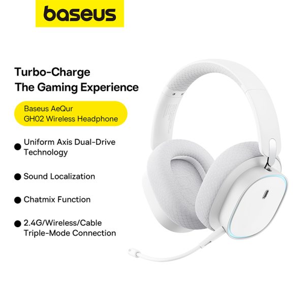 Baseus AeQur GH02 Gaming Wireless Headphones Moon White - Image 6