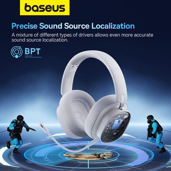 Baseus AeQur GH02 Gaming Wireless Headphones Moon White - Image 8