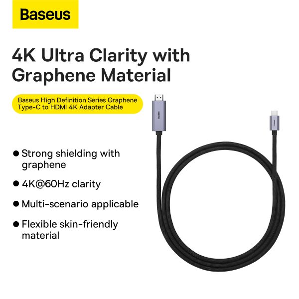 Baseus High Definition Series Graphene Type-C to HDMI 4K Adapter Cable 1Meter - Image 4