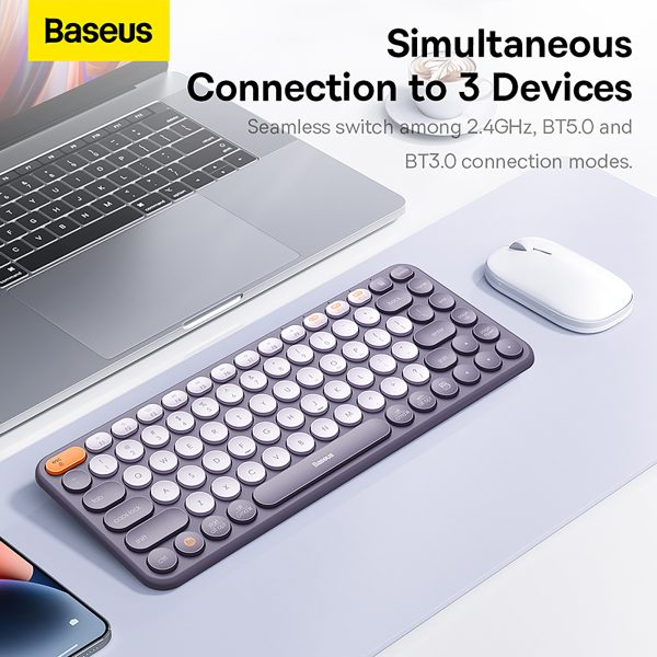 Baseus K01A Wireless Tri-Mode Keyboard - Frosted Gray - Image 5