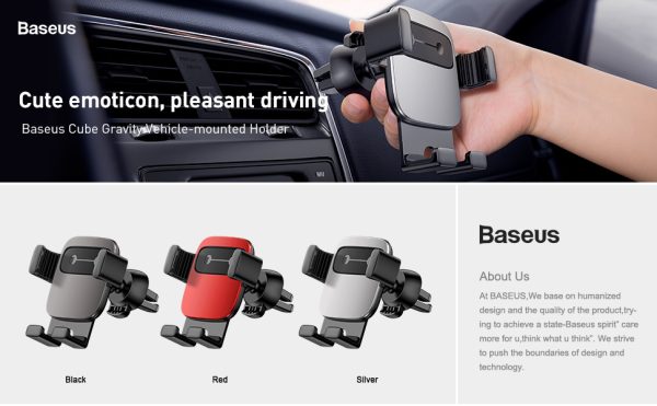 Baseus Cube Gravity Vehicle Mounted Holder for Smartphones (Air Vent) Black - Image 9