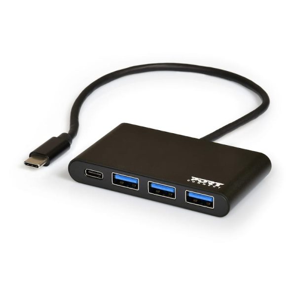 Port USB Type-C to 3 x USB3.0 and 1 x Type-C PD 30cm 4 Port Hub - Black